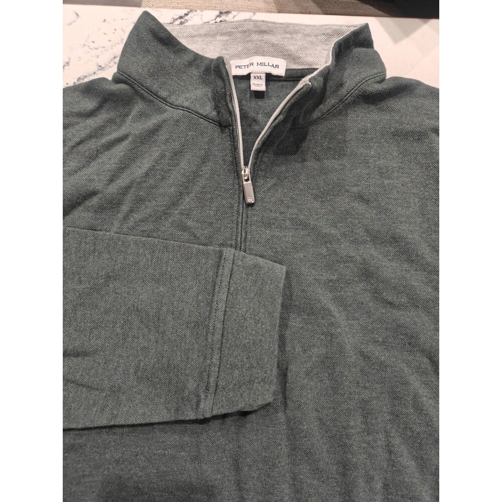 Peter Millar Quarter Zip Pullover XXL Green Cotton Mock Neck Mens